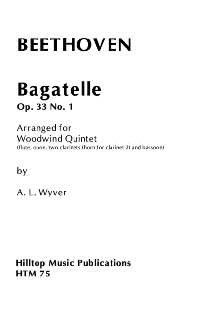 Free Sheet Music Bagatelle Op 33 No 1 Arr Wind Quintet