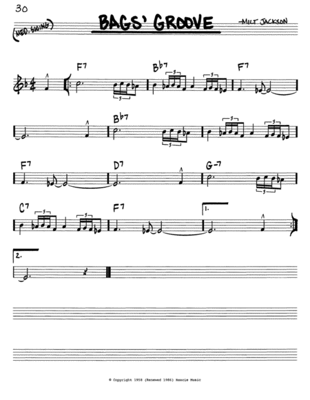 Bags Groove Sheet Music