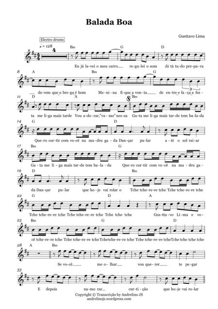 Balada Boa Gustavo Lima Partitura E Cifra Sheet Music