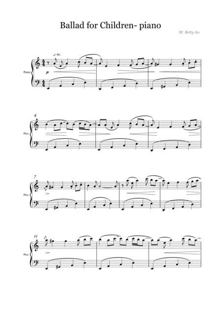 Free Sheet Music Ballad For Children Piano