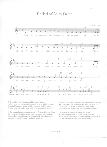 Ballad Of Salty Brine Sheet Music