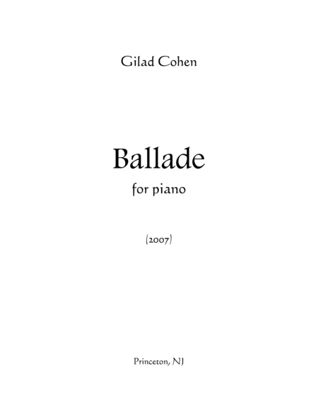 Ballade For Piano Sheet Music