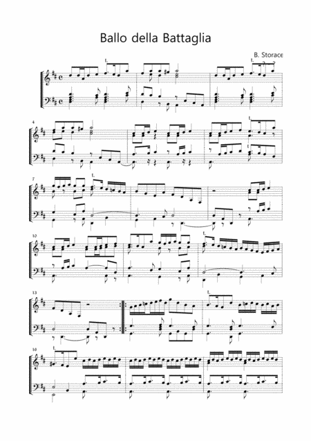 Free Sheet Music Ballo Della Battaglia Storace Piano Organ