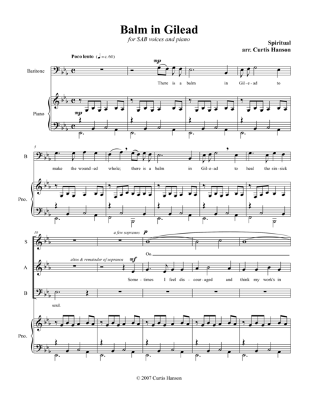 Balm In Gilead Sab Sheet Music