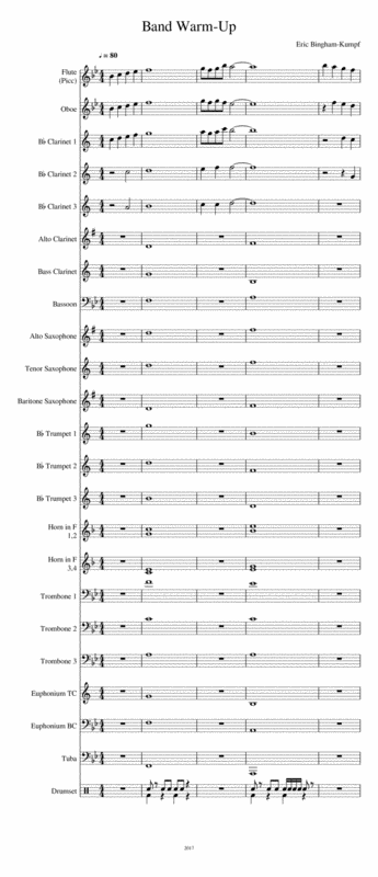 Band Warm Up Sheet Music