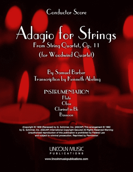 Free Sheet Music Barber Adagio For Strings For Woodwind Quartet