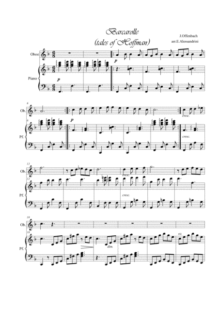 Barcarola Oboe And Piano Sheet Music