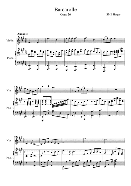 Barcarolle In A Opus 22 Sheet Music