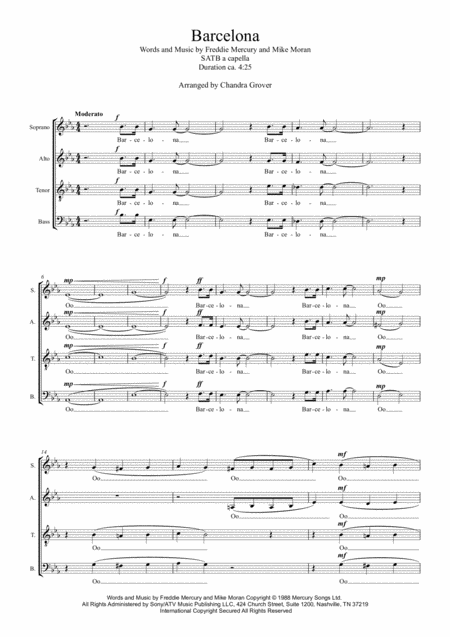 Free Sheet Music Barcelona Satb A Cappella For Choir