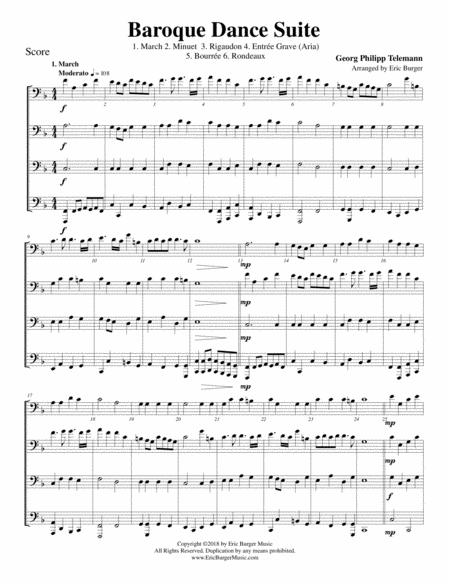 Baroque Dance Suite For Trombone Or Low Brass Quartet Sheet Music