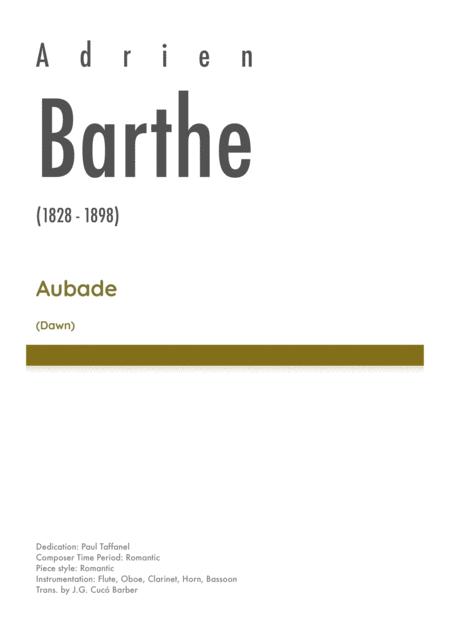 Barthe Aubade For Wind Quintet Sheet Music