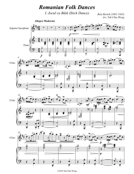 Bartok Romanian Folk Dances For Soprano Saxophone And Piano Sheet Music