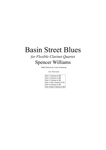 Free Sheet Music Basin Street Blues For Flexible Clarinet Quartet