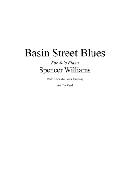 Basin Street Blues For Solo Piano Sheet Music