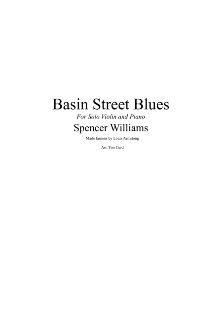 Basin Street Blues For Solo Violin And Piano Sheet Music