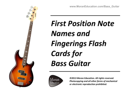 Bass Guitar First Position Note Names And Fingerings Flash Cards Sheet Music