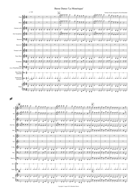 Free Sheet Music Basse Dance By Susato For School Concert Band