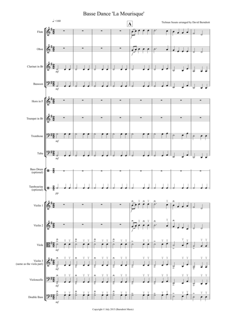 Basse Dance By Susato For School Orchestra Sheet Music