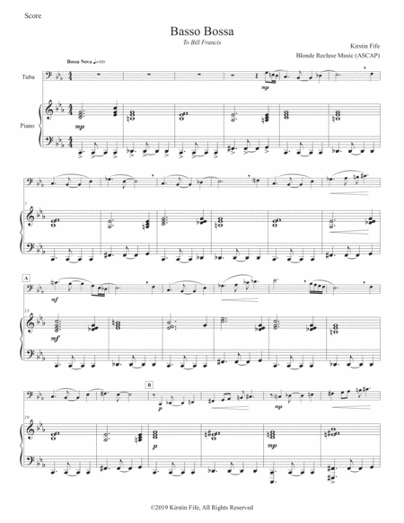 Basso Bossa For Tuba And Piano Sheet Music