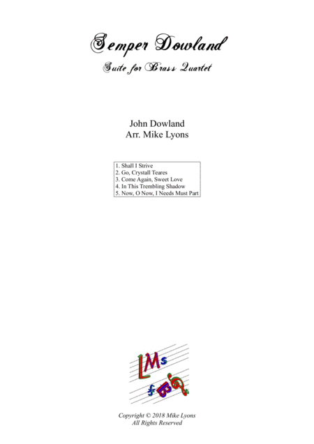 Bassoon Quartet Semper Dowland Suite Sheet Music