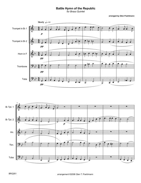 Battle Hymn Of The Republic For Brass Quintet Sextet Unaccompanied Sheet Music