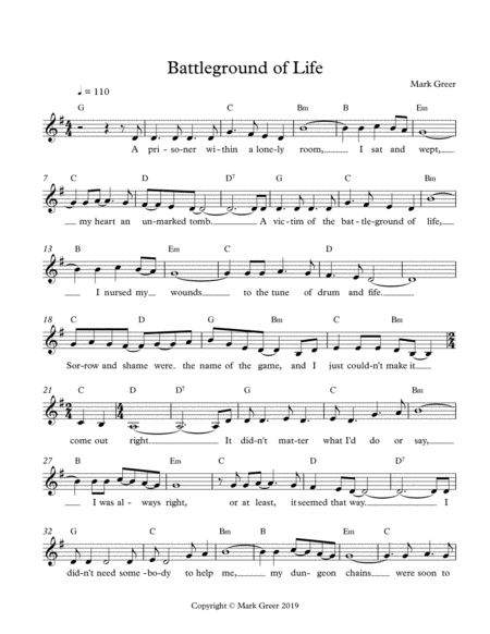 Free Sheet Music Battleground Of Life