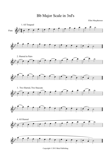 Free Sheet Music Bb Major Scale In 3rds Flute