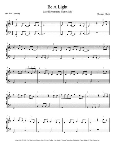 Free Sheet Music Be A Light Late Elementary Piano Solo