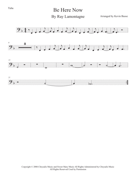 Be Here Now Tuba Sheet Music