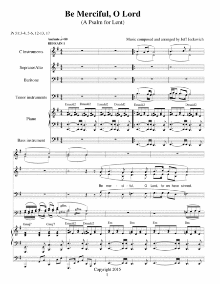 Be Merciful O Lord A Psalm For Lent Sheet Music