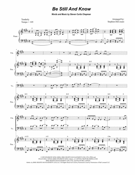 Be Still And Know Duet For Violin And Cello Sheet Music