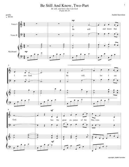 Be Still And Know That I Am God Two Part Sheet Music