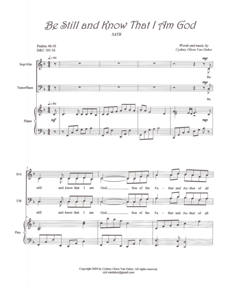 Be Still And Know That I Am God Sheet Music