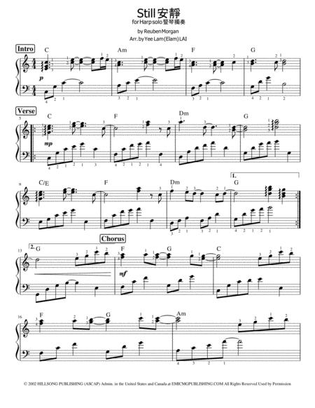 Be Still Hillsong Worship Harp Solo Sheet Music