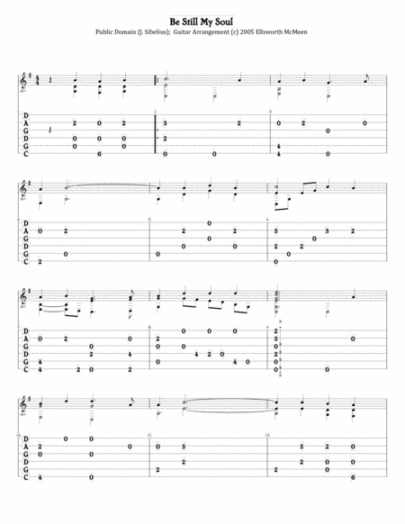 Be Still My Soul For Fingerstyle Guitar Tuned Cgdgad Sheet Music