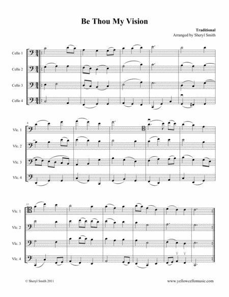 Free Sheet Music Be Thou My Vision Arranged For Four Cellos Cello Quartet