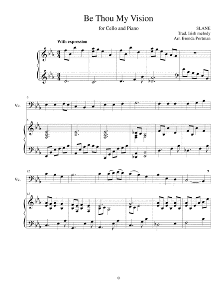 Be Thou My Vision Cello Piano Arr Brenda Portman Sheet Music