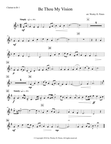 Be Thou My Vision Clarinet Sextet Sheet Music