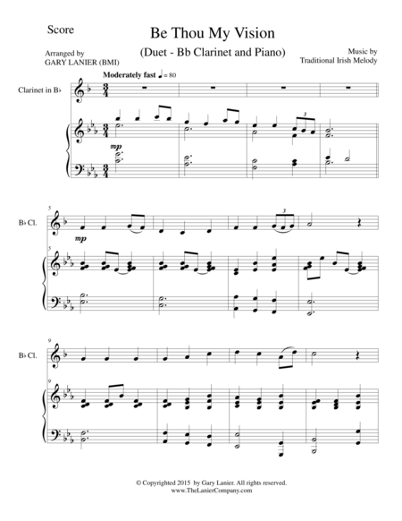 Free Sheet Music Be Thou My Vision Duet Bb Clarinet And Piano Score And Parts