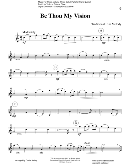 Free Sheet Music Be Thou My Vision For Piano Quartet