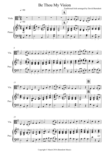 Free Sheet Music Be Thou My Vision For Viola And Piano