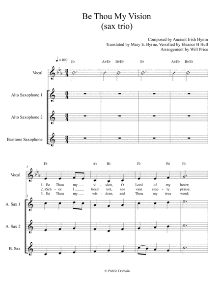 Be Thou My Vision Saxophone Trio Sheet Music