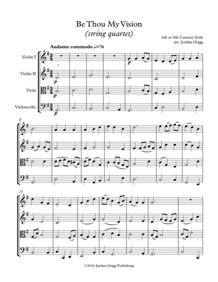 Free Sheet Music Be Thou My Vision String Quartet