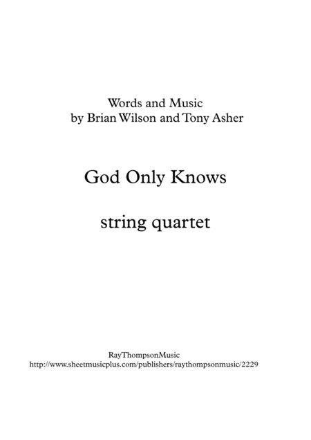 Beach Boys God Only Knows String Quartet Sheet Music