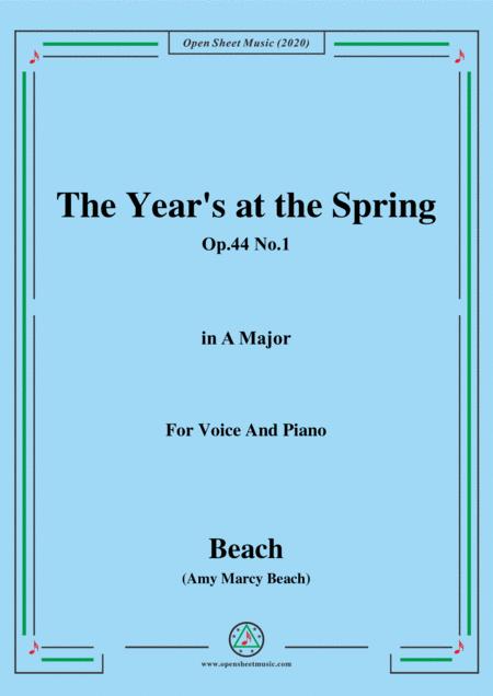 Beach The Years At The Spring Op 44 No 1 In A Major For Voice And Piano Sheet Music