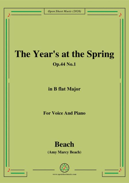 Free Sheet Music Beach The Years At The Spring Op 44 No 1 In B Flat Major For Voice And Piano