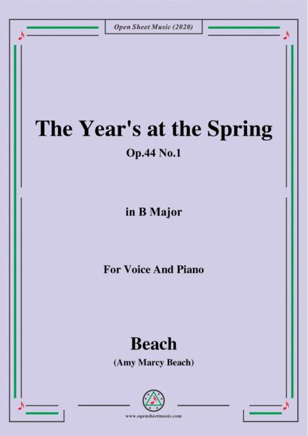 Free Sheet Music Beach The Years At The Spring Op 44 No 1 In B Major For Voice And Piano