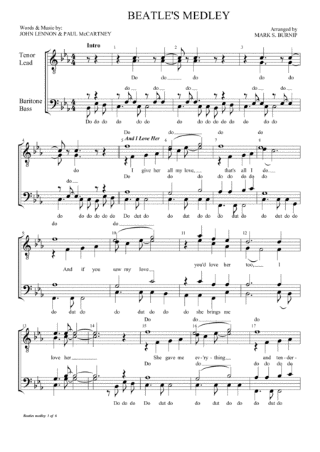 Beatles Medley Sheet Music