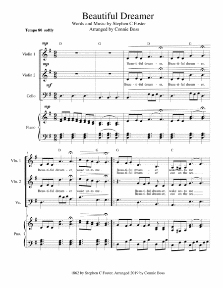 Beautiful Dreamer Strings Piano Sheet Music