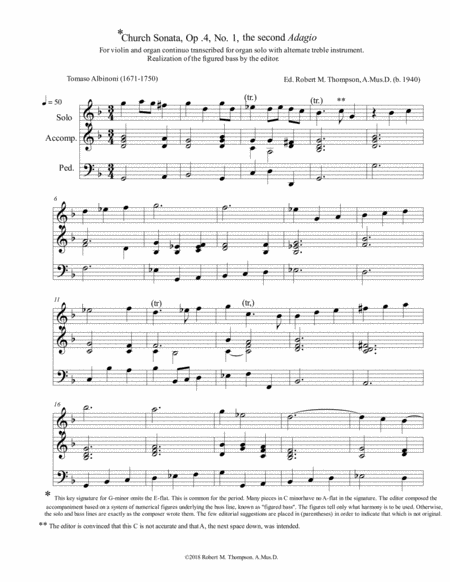 Beautiful Easy Slow Baroque Organ Solo Or Organ And Instrument Sheet Music